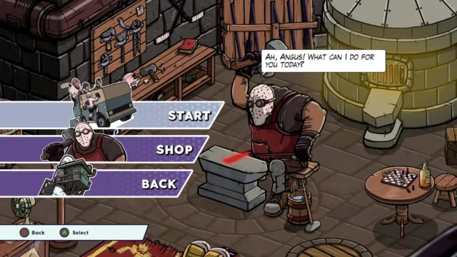 Tape to Tape — PC screenshot: A shop and rest area within the game