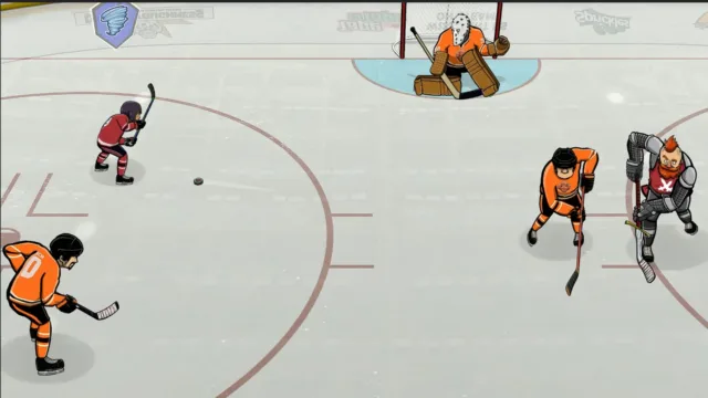 Tape to Tape — PC screenshot: A hockey play near the goal