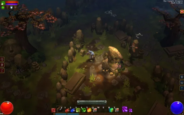 Torchlight II — PC screenshot: A character moving along a rocky path