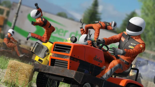 Wreckfest — PC screenshot: Racers on lawnmowers