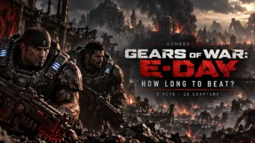 Marcus Fenix and Dom Santiago in Gears of War E-Day representing the campaign length and chapter guide.